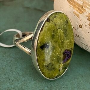 Genuine Stichtite sterling silver ring